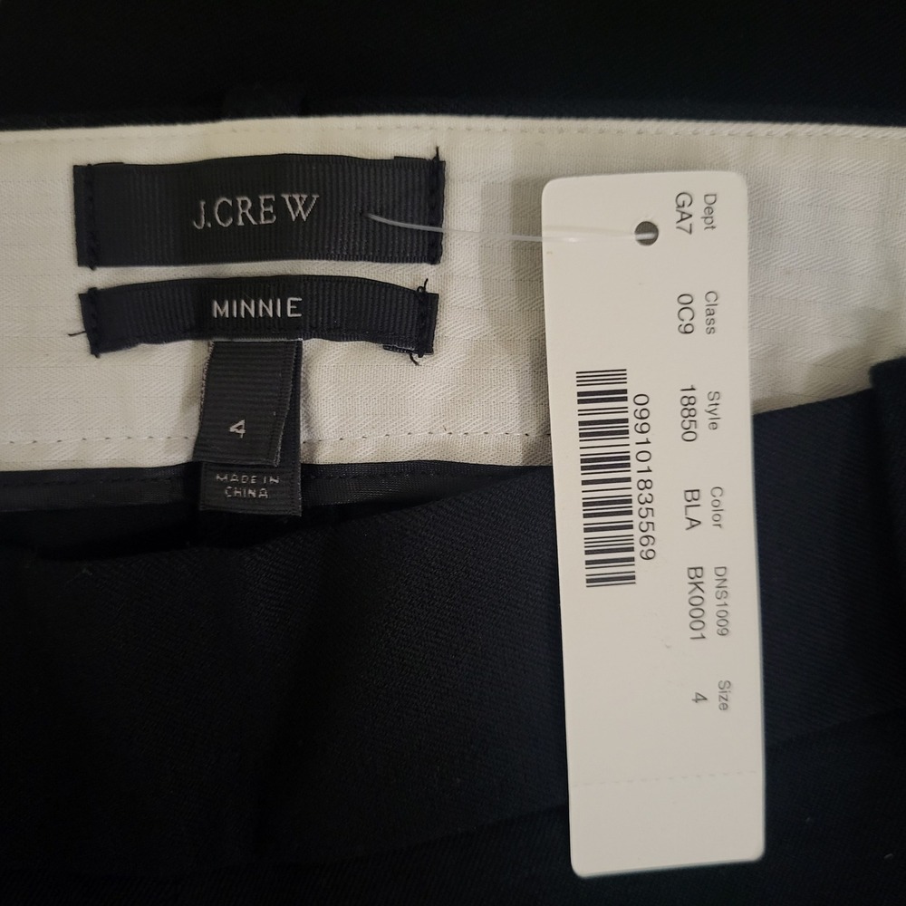 J. Crew Women's Minnie Pants S 4 NWT Black Career Stretch Slim Preppy Minimal - Picture 2 of 10